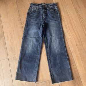 Oliver Logan Aberdeen Jeans Womens 25 Wide Leg Crop High Rise Raw Hem Denim